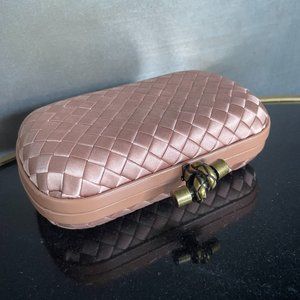 Bottega Veneta Knot Champagne Satin Clutch